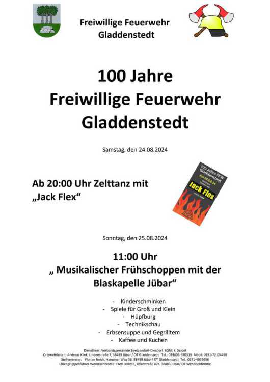 20240708 100 Jahre Freiwillige Feuerwehr Gladdenstedt am 24.08.2024